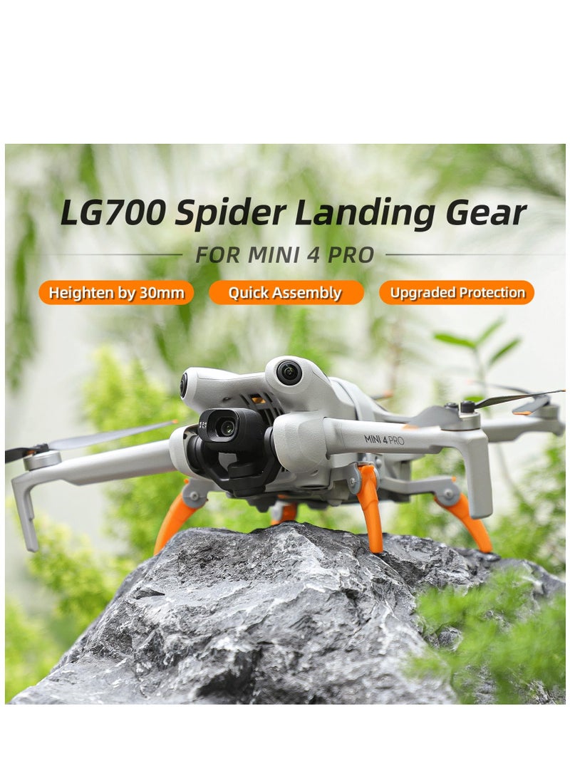 Excefore - Landing Gear For DJI Mini 4 Pro Drone, DJI Mini 4 Pro Drone Spider Leg Foldable Extension Kit, DJI Mini 4 Pro Drone Accessories, Orange - Image 1