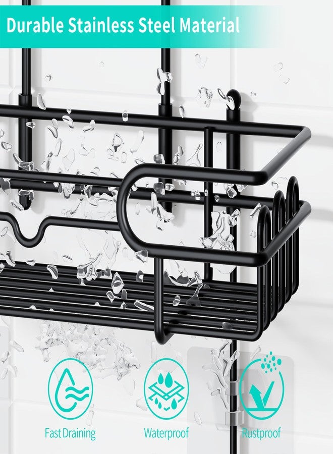 HapiRm Hanging Shower Caddy Organizer - Bathroom Organizer with 12 Hooks and Soap Holder, Rustproof Shower Shelf over Shower Head - Black - Image 4