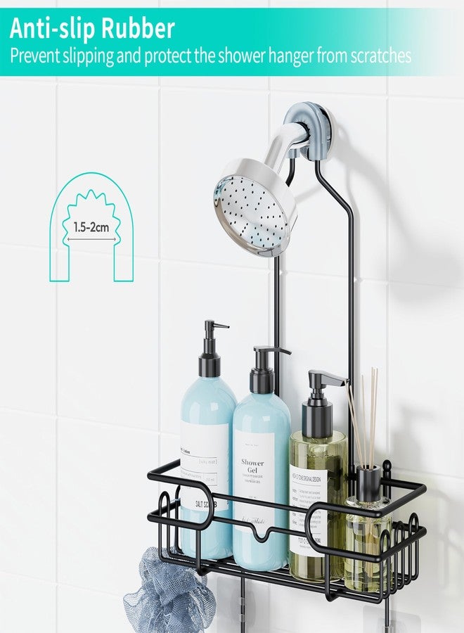 HapiRm Hanging Shower Caddy Organizer - Bathroom Organizer with 12 Hooks and Soap Holder, Rustproof Shower Shelf over Shower Head - Black - Image 2