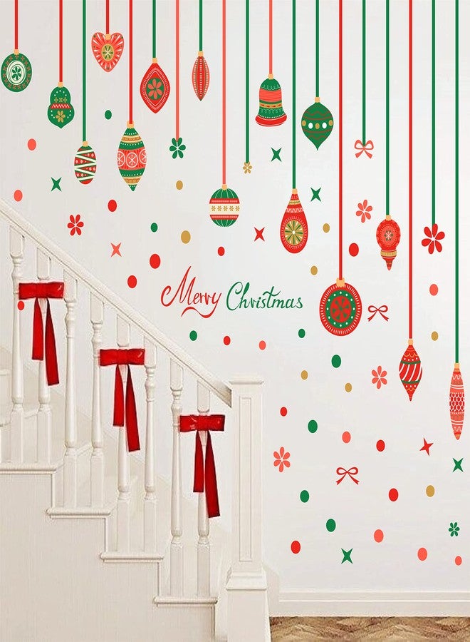 THEYGE Christmas Bell Wall Stickers Removable Large Xmas Ornament Wall Decals Peel and Stick Merry Christmas Wall Decals Xmas Holiday Wall Stickers Winter Holiday Party Supplies Decorations - Image 3