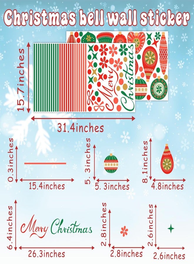 THEYGE Christmas Bell Wall Stickers Removable Large Xmas Ornament Wall Decals Peel and Stick Merry Christmas Wall Decals Xmas Holiday Wall Stickers Winter Holiday Party Supplies Decorations - Image 5