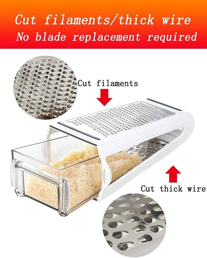 Tazweeq Cheese Shredder, 2-Sided Stainless Steel Multipurpose Food Grater for Cheese Parmesan Vegetable, Dishwasher Safe - Image 2