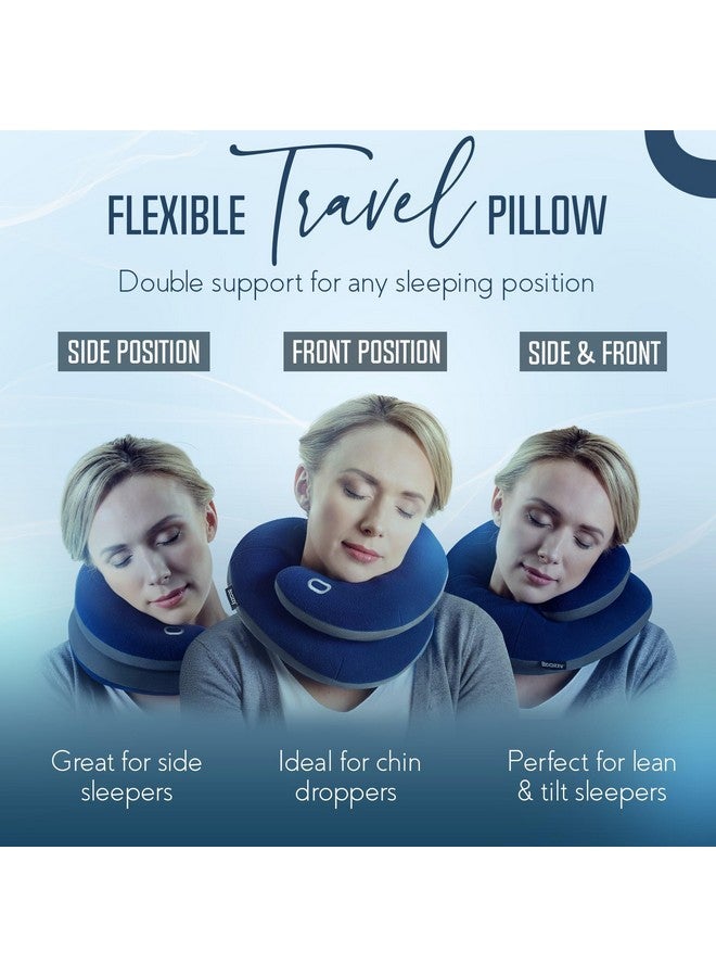 BCOZZY BCOZZY Travel Neck Pillow for Airplane- Patented Double Support for Head, Neck, and Chin. Best for Long Flights, Plane Sleeping, and Car Rides. Adjustable Size. Fully Washable. Carry Bag. Large, Black  - Image 3