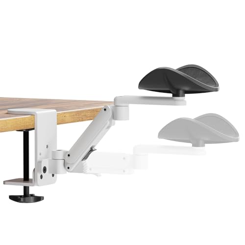 JOY worker Universal Clamp-on Adjustable Armrest, Ergonomic 360° Rotating Elbow Rest Pad for Desk, 6-Level Height Desk Arm Support for Thicker Desktop, Left/Right Hand, White - Image 1