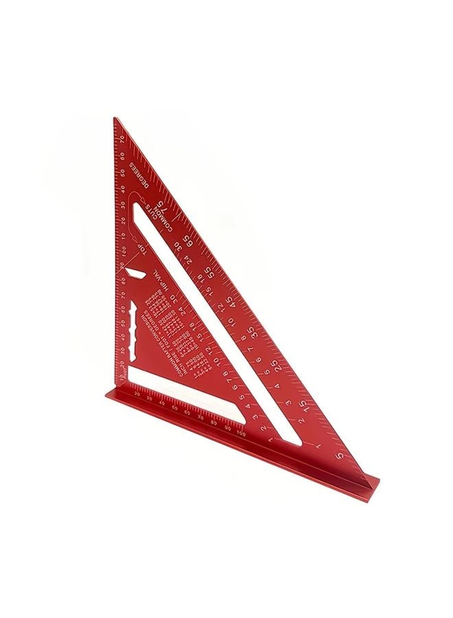 Red Triangle Ruler 7 Inch Heavy Duty Metric Imperial Construction Square With Angle Markings - Image 1