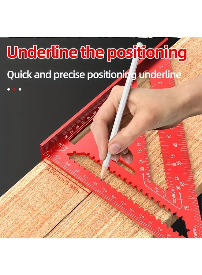 Red Triangle Ruler 7 Inch Heavy Duty Metric Imperial Construction Square With Angle Markings - Image 2