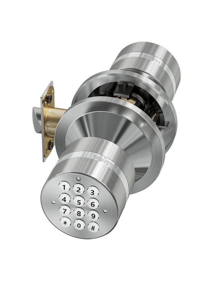 Signstek Keyless Entry Door Lock, Door Knob with Keypad, Smart Code Door Lock, Mute Mode, Passage Function, Easy to Install, Satin Nickel - Image 1