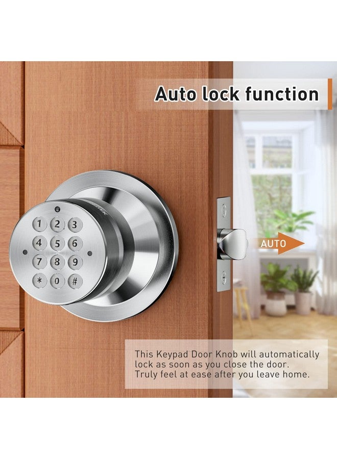 Signstek Keyless Entry Door Lock, Door Knob with Keypad, Smart Code Door Lock, Mute Mode, Passage Function, Easy to Install, Satin Nickel - Image 3