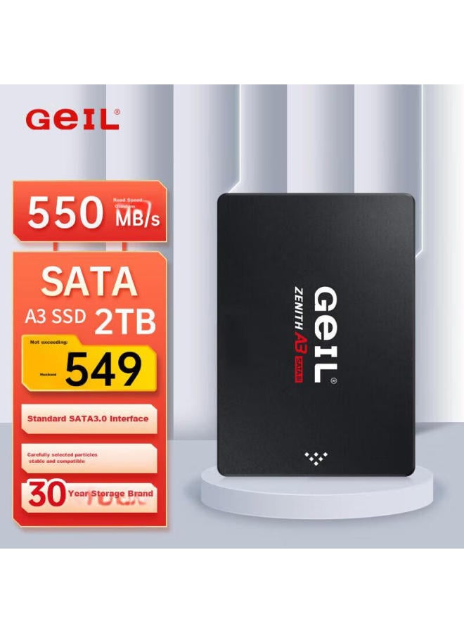 Geil 2tb Ssd Solid State Drive, Sata 3.0 Interface, Compatible With Desktop And Laptop, High-speed 550mb/s, A3 Series, Upgraded Core Component For Computers - Image 1