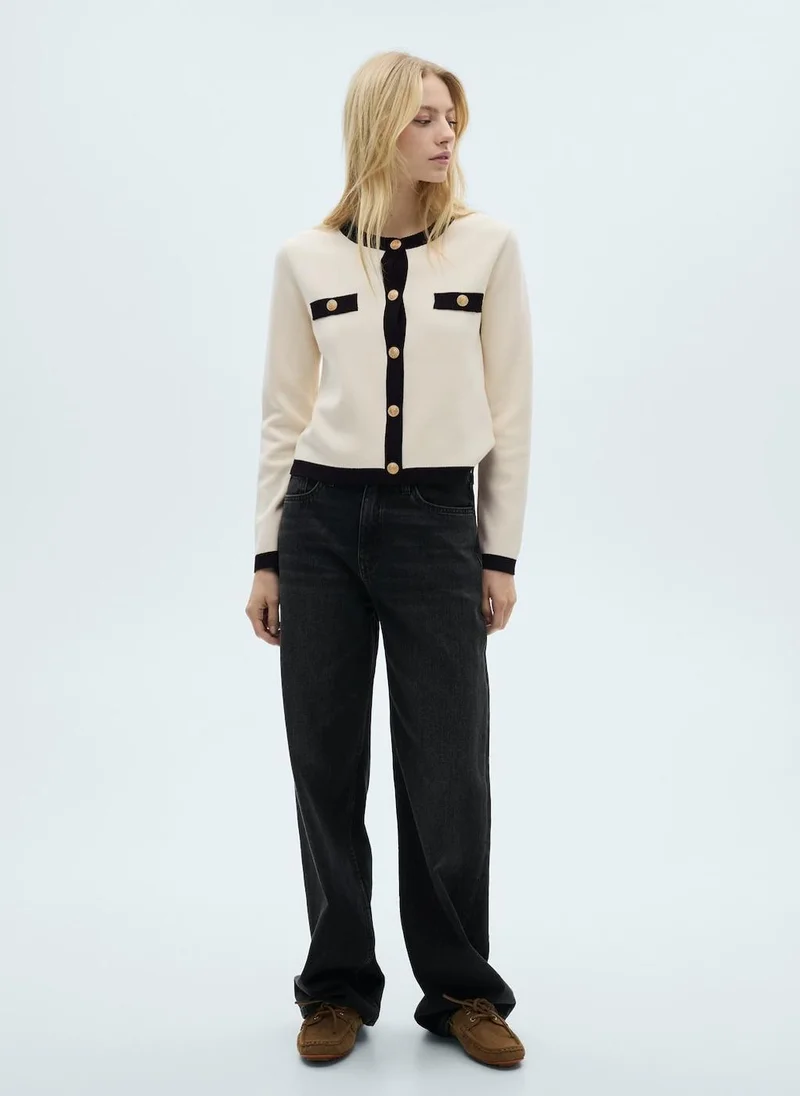 MANGO Knitted Jacket With Jewel Buttons