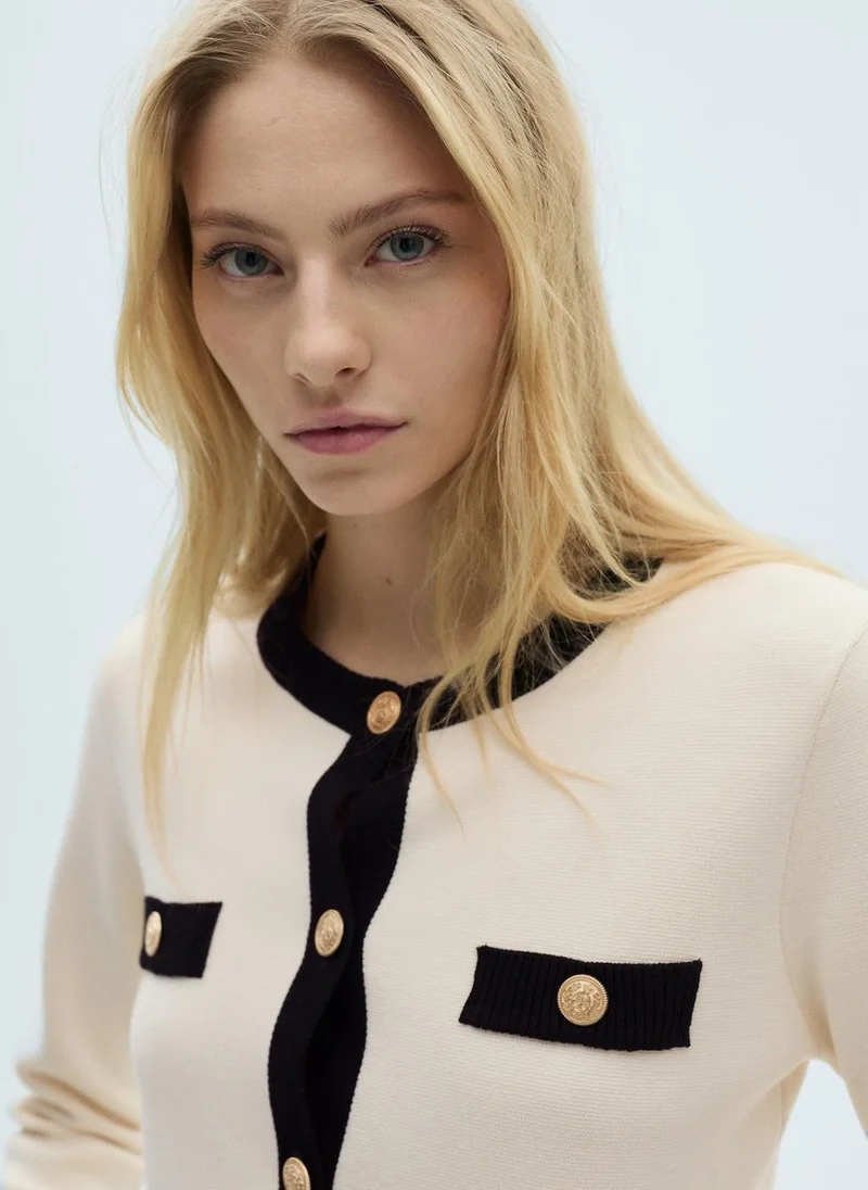 MANGO Knitted Jacket With Jewel Buttons