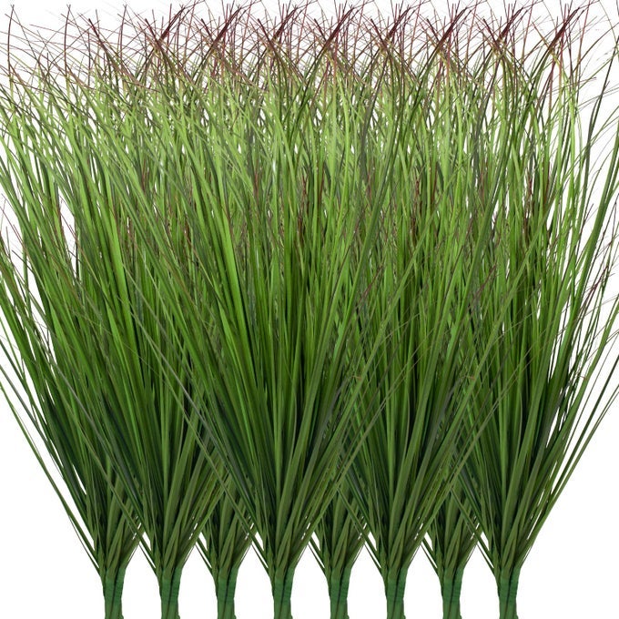 24PCS ARTIFICIAL GRASS PLANTS FAUX SHRUBS WHEAT GRASS ARTIFICIAL TALL GRASS FAKE PLANTS FOR OUTDOOR DECORARTIFICIAL GREENERY STEMS WEED FOR ROOM INDOOR HOME DECORGREEN RED TAIL