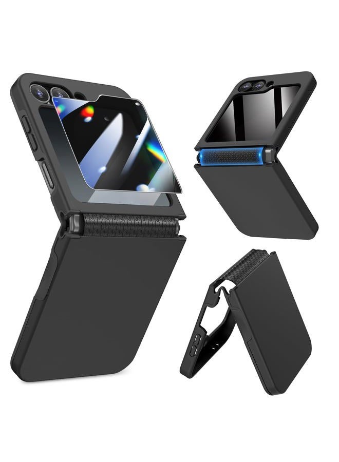 Caka Galaxy Z Flip 6 Case, Samsung Flip 6 Case, Hinge Protection Screen Protector Shockproof Wireless Charging for Samsung Galaxy Z Flip 6 2024 Black - Image 1