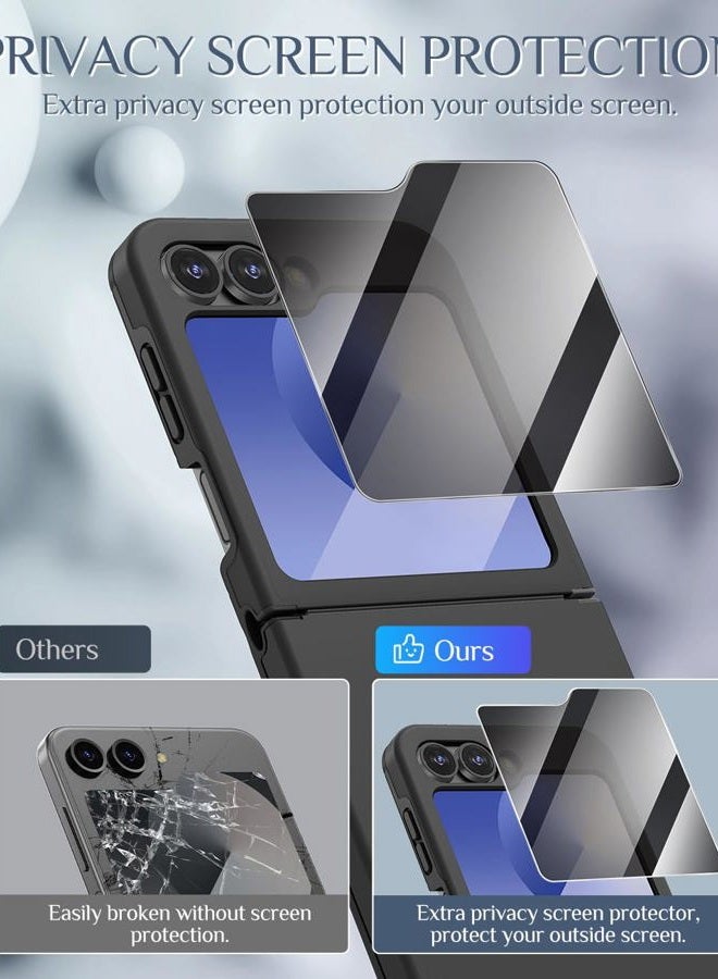Caka Galaxy Z Flip 6 Case, Samsung Flip 6 Case, Hinge Protection Screen Protector Shockproof Wireless Charging for Samsung Galaxy Z Flip 6 2024 Black - Image 2