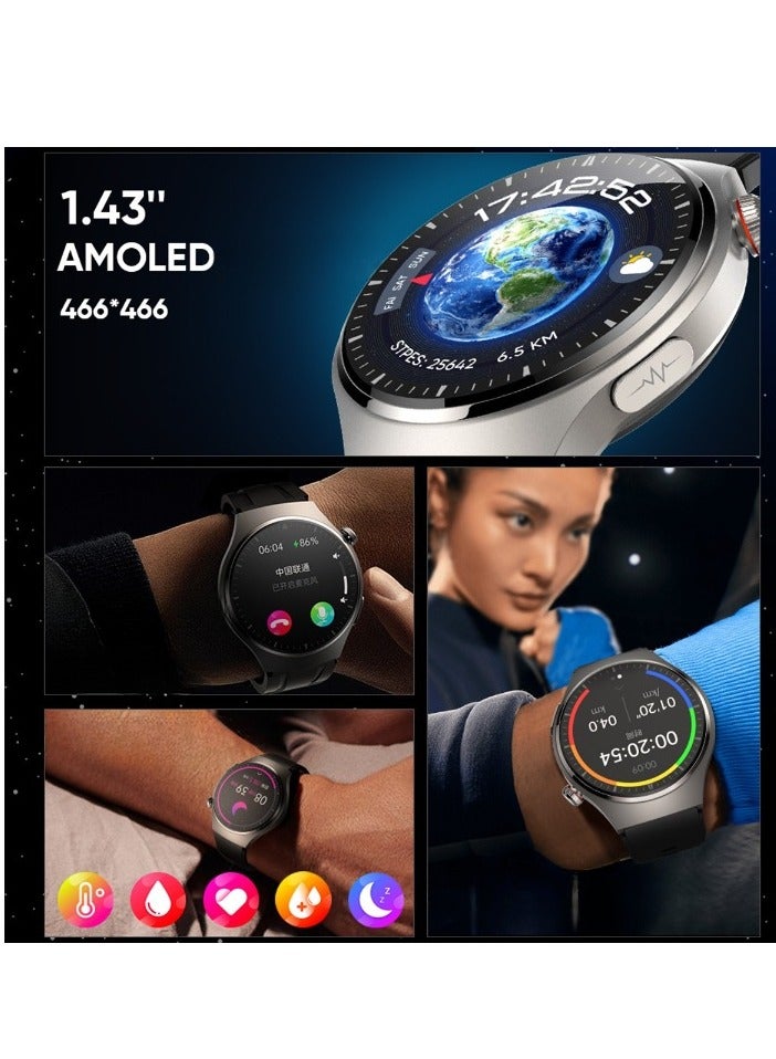 AROAQ Smart Watch S200 Blue, Amoled High-definition Display Health Tracker Watch, Multifunction Waterproof Smart Wristwatch, Electrocardiogram Non-invasive Blood Sugar Blood Temperature Monitoring - Image 2