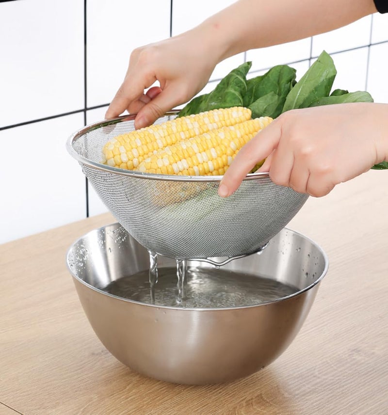 esowemsn 1PC Stainless Steel Rice Washing Sieve Strainer 7inch Kitchen Mesh Net Strainer Basket Drainer Washing Bowl Sieve Sifters for Vegetable Fruits Rice Washing - Image 2