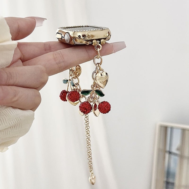Golden Cherry Heart Charm Band Compatible Apple Watch 38 40 41 42mm - Image 4