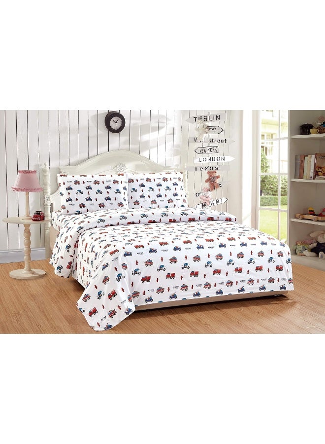 Linen Plus Comforter Set for Kids Heroes Fire Fighter Fire Trucks Police Car Ambulance Paramedic Navy Blue Red White Light Blue Grey Green New Full - Image 2