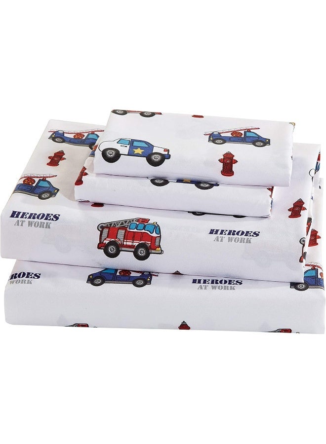 Linen Plus Comforter Set for Kids Heroes Fire Fighter Fire Trucks Police Car Ambulance Paramedic Navy Blue Red White Light Blue Grey Green New Full - Image 3