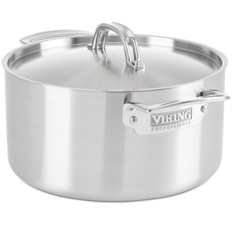 Viking 5Ply Stainless Steel Stock Pot 6 Quart Soup Cooking Pot with Lid Kitchen Cookware Satin Finish - Image 2