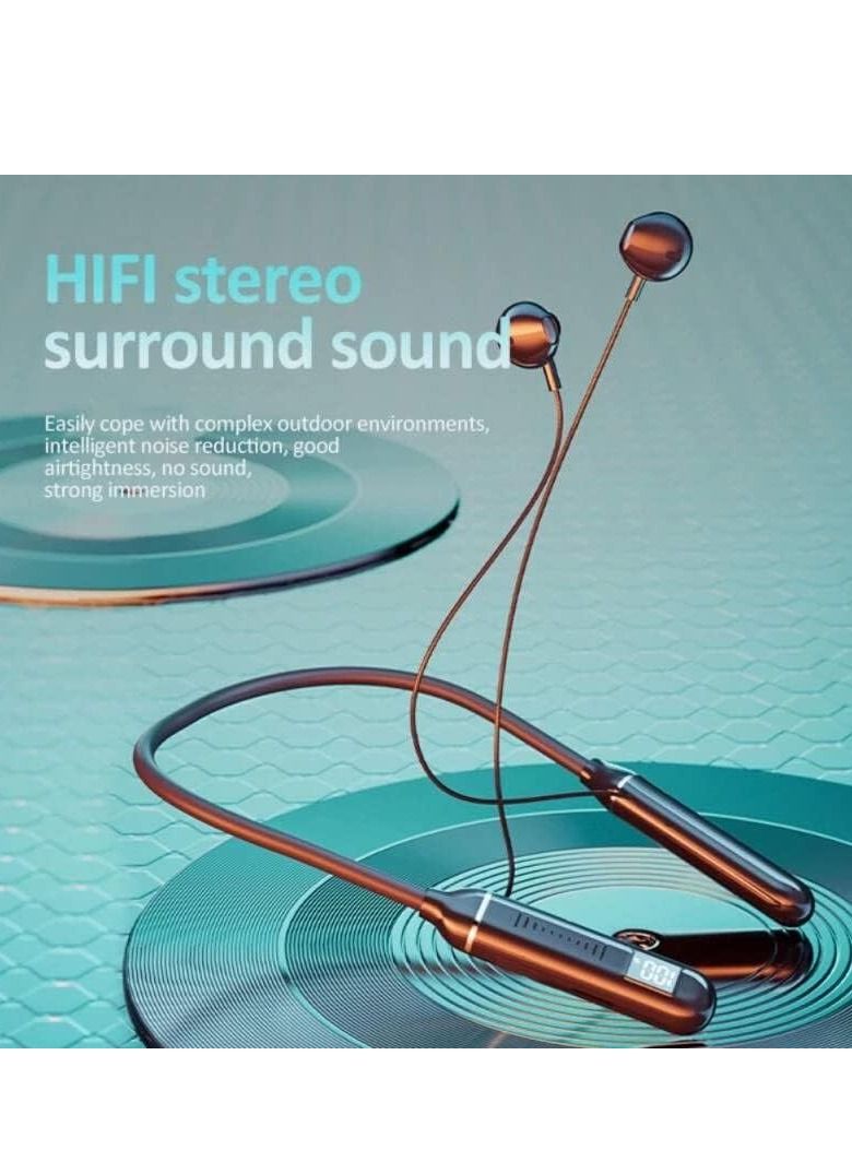 Neckband Headphones with Magnetic Earbuds HD Stereo Noise Cancelling Bluetooth Headphones with LED Digital Display - Image 5