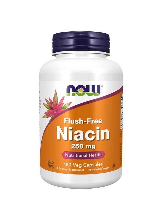 now Supplements Niacin (Vitamin B3) 250 Mg Flushfree Nutritional Health 180 Veg Capsules - Image 1