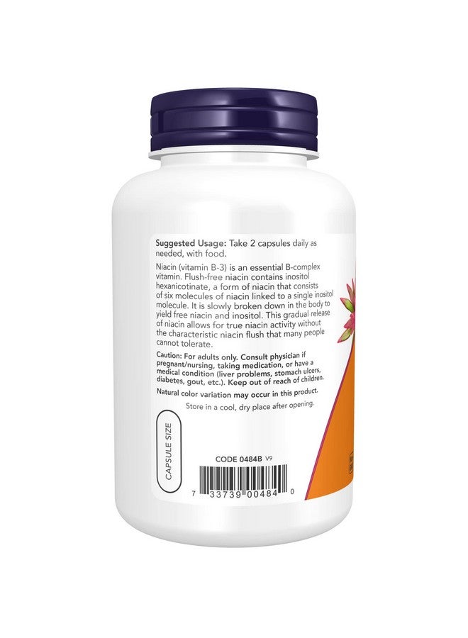 now Supplements Niacin (Vitamin B3) 250 Mg Flushfree Nutritional Health 180 Veg Capsules - Image 3