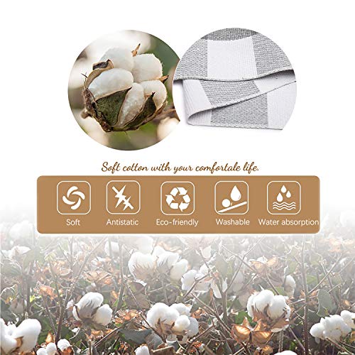 KOZYFLY سجادة كوزيفلاي بنمط كاروهات البيسون 27.5x43 بوصة رمادي وأبيض سجادات خارجية مصنوعة يدويًا من القطن قابلة للغسل سجادة داخلية بنمط البيسون سجادات مدخل متعددة الطبقات للباب الأمامي/الشرفة الأمامية/المزرعة/مدخل المنزل/الباحة - Image 5