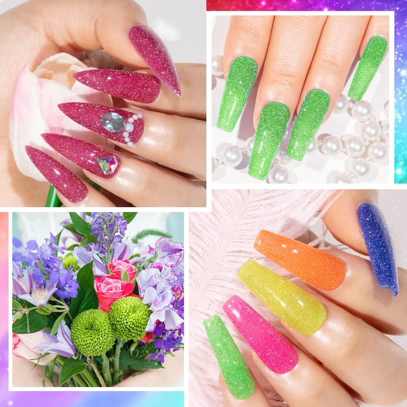 MIZHSE Reflective Diamond Gel Nail Polish Kit 12 Pcs, Colorful Glitter Soak Off UV LED Gel Polish, Sparkly Home Manicure Nail Art Salon 7ml - Image 2