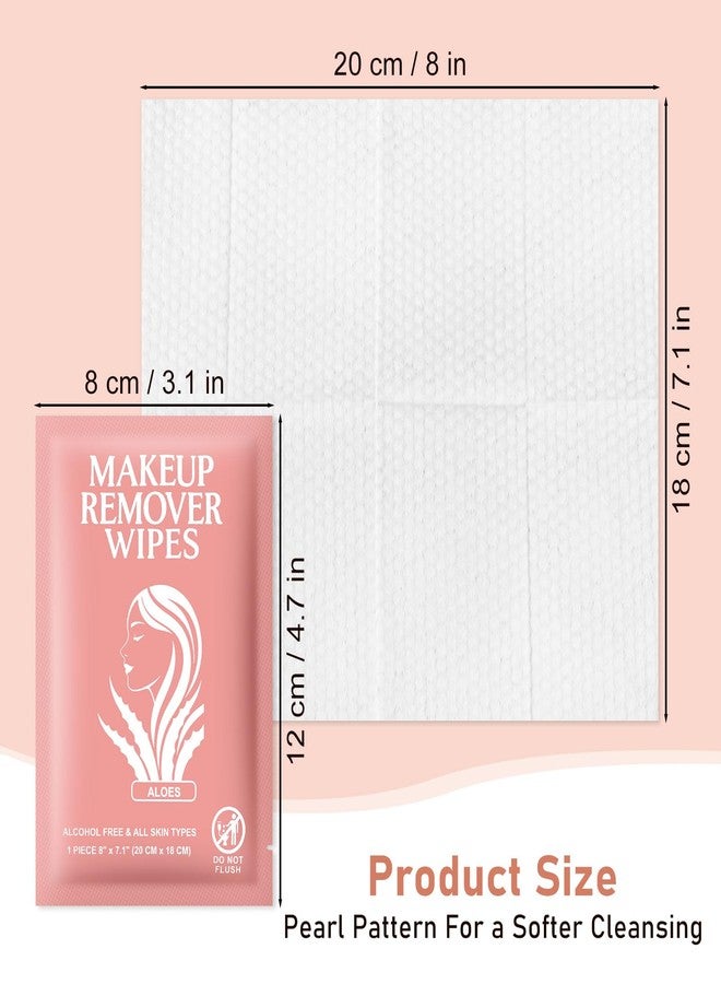 Zhjianup Makeup Remover Wipes Individually Wrapped Facial Cleansing Towelettes Bulk, Disposable Cleanser Makeup Removal Cloths Pad for Oil Dirt Skin Care Removing Mascara Lipstick Travel Hotel Aloes (200 Pack - Image 2