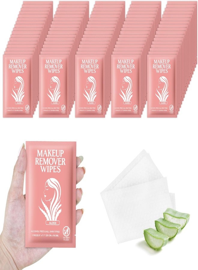 Zhjianup Makeup Remover Wipes Individually Wrapped Facial Cleansing Towelettes Bulk, Disposable Cleanser Makeup Removal Cloths Pad for Oil Dirt Skin Care Removing Mascara Lipstick Travel Hotel Aloes (200 Pack - Image 1