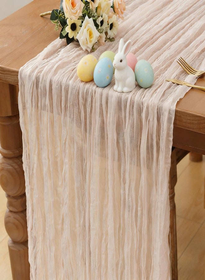 RRBXIA Dusty Pink 1 Pack Cheesecloth Fall Thanksgiving Table Runner 120 Inch 10 FT Boho Rustic Gauze for Wedding Baby Shower Party Farmhouse Summer Home Decor Washable - Image 1