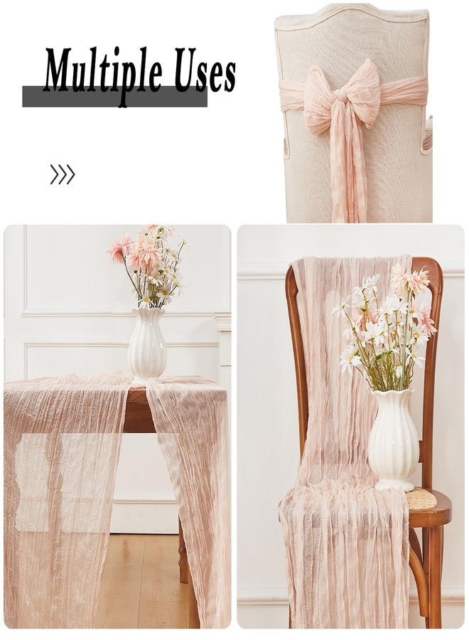 RRBXIA Dusty Pink 1 Pack Cheesecloth Fall Thanksgiving Table Runner 120 Inch 10 FT Boho Rustic Gauze for Wedding Baby Shower Party Farmhouse Summer Home Decor Washable - Image 3