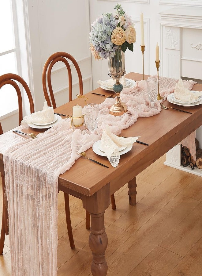RRBXIA Dusty Pink 1 Pack Cheesecloth Fall Thanksgiving Table Runner 120 Inch 10 FT Boho Rustic Gauze for Wedding Baby Shower Party Farmhouse Summer Home Decor Washable - Image 5
