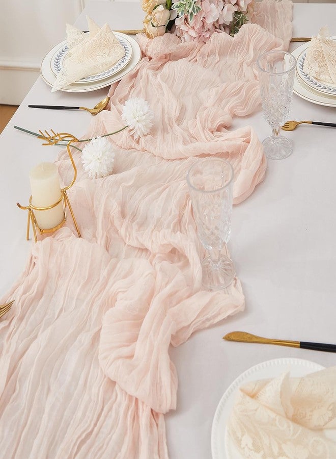 RRBXIA Dusty Pink 1 Pack Cheesecloth Fall Thanksgiving Table Runner 120 Inch 10 FT Boho Rustic Gauze for Wedding Baby Shower Party Farmhouse Summer Home Decor Washable - Image 2