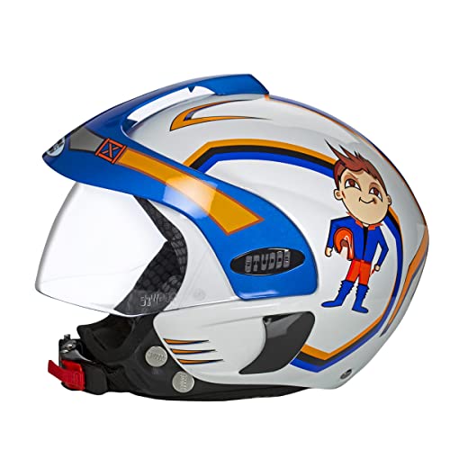 Studds Marshall D1 Open Face Helmet Helmet (Boy's, White Blue, XS) (500mm) - Image 3