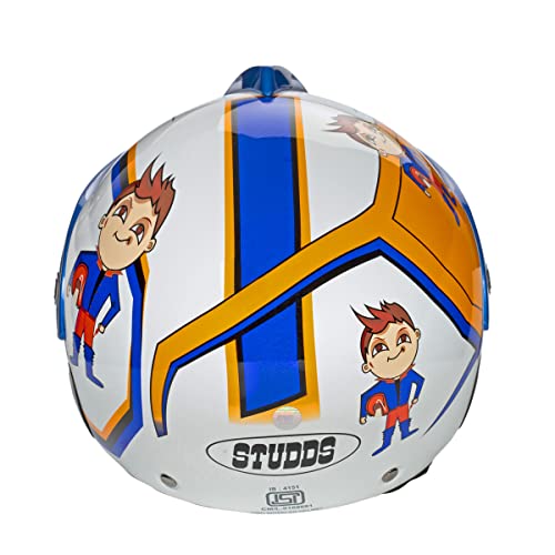 Studds Marshall D1 Open Face Helmet Helmet (Boy's, White Blue, XS) (500mm) - Image 4
