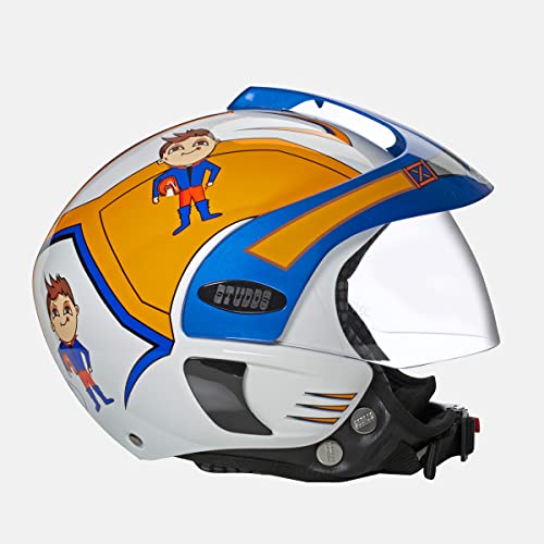 Studds Marshall D1 Open Face Helmet Helmet (Boy's, White Blue, XS) (500mm) - Image 5