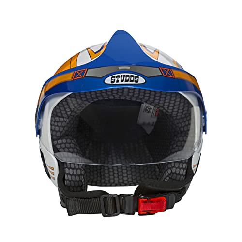 Studds Marshall D1 Open Face Helmet Helmet (Boy's, White Blue, XS) (500mm) - Image 2