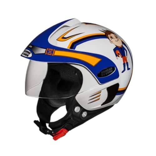 Studds Marshall D1 Open Face Helmet Helmet (Boy's, White Blue, XS) (500mm) - Image 1