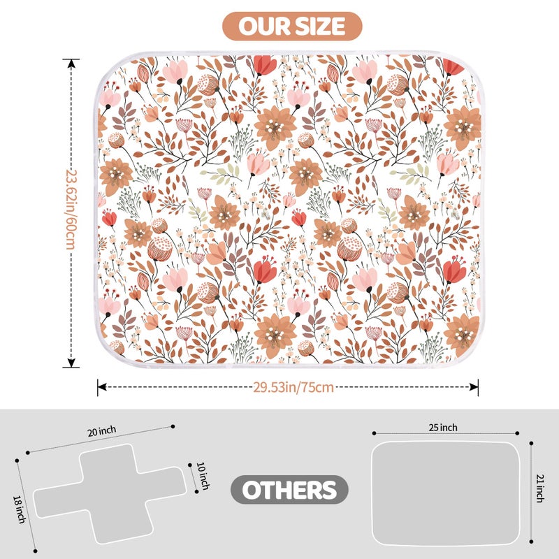 Bnditeu Diaper Changing Pads for Baby, Flower Change Mat, 3Layers Waterproof Change Pad Foldable Absorbent Mats for Women, Reusable Incontinence Underpads for Patient 24''x30'' - Image 2