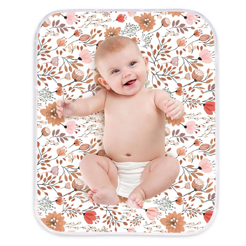 Bnditeu Diaper Changing Pads for Baby, Flower Change Mat, 3Layers Waterproof Change Pad Foldable Absorbent Mats for Women, Reusable Incontinence Underpads for Patient 24''x30'' - Image 1