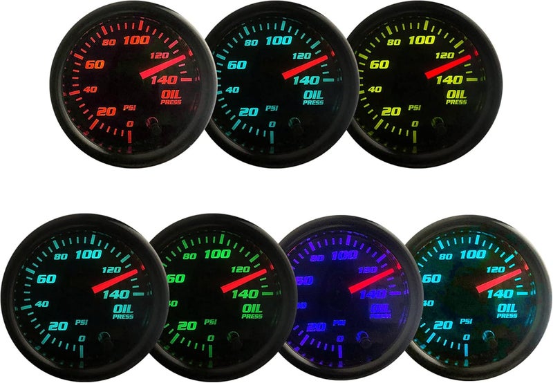 CYONRUAN 52mm Oil Pressure Gauge with 1/8 NPT Sensor and 7 Color LED Display - Image 4