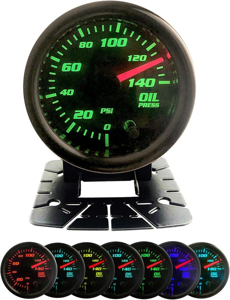 CYONRUAN 52mm Oil Pressure Gauge with 1/8 NPT Sensor and 7 Color LED Display - Image 1