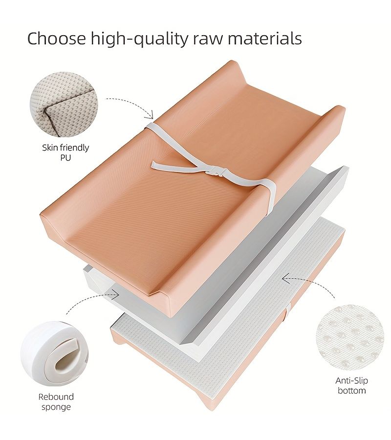 Baby Pink Removable PU Cover Changing Pad with Wipe Clean Feature Portable for Dresser And Table Comfortable Diaper Changing Pad Newborn Gift - Image 4