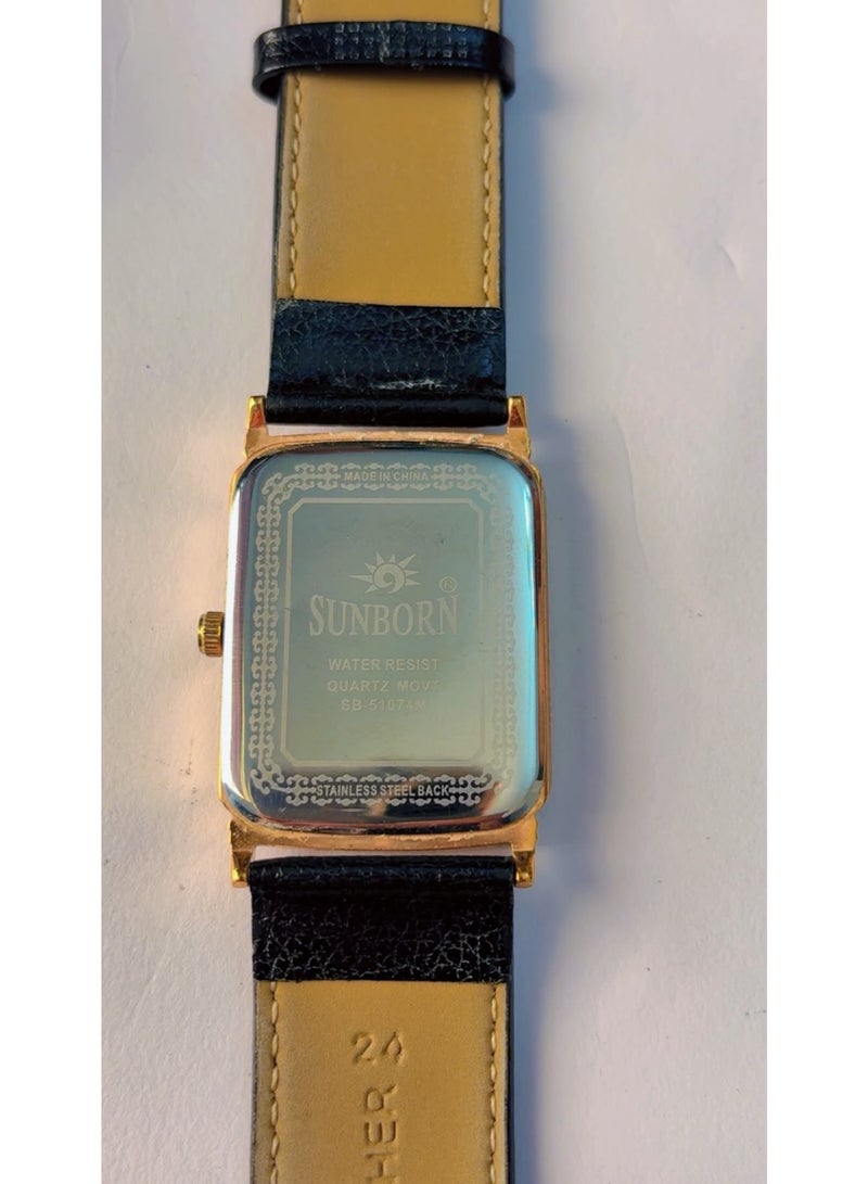 Sunborn SB-51074M Elegant Gold-Toned Quartz Wristwatch for Men with Blue Dial, Date Display & Black Strap – Pre-Owned (Excellent / Like New) - Image 4