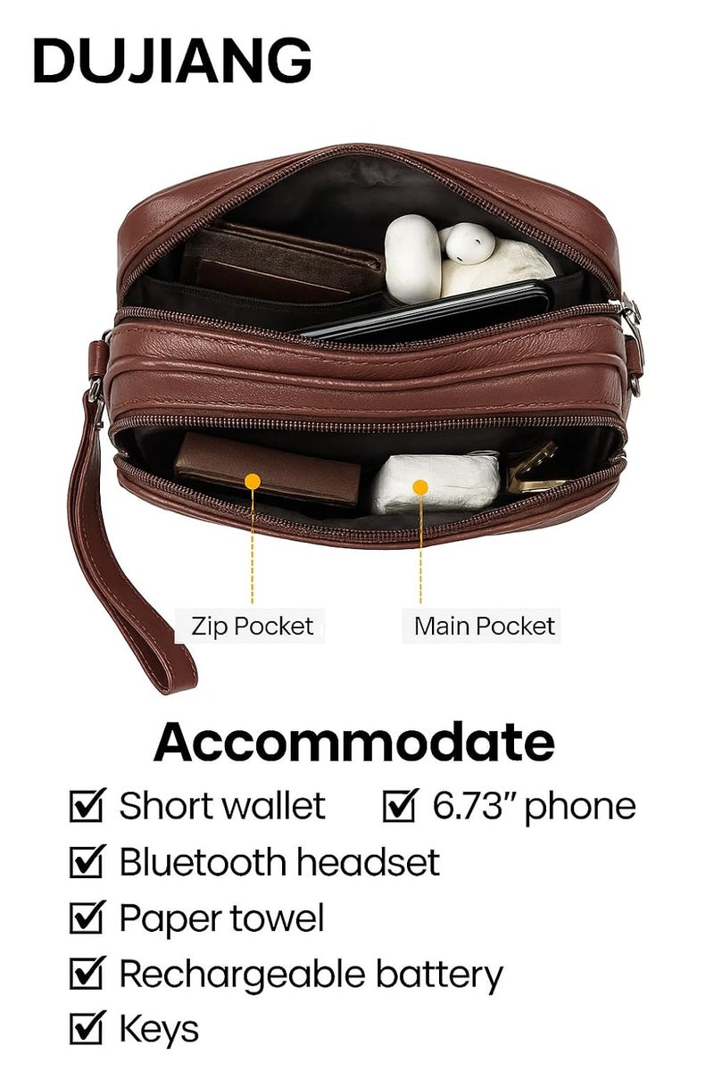 Handcuffs Mens Toiletry Kit Cash Bag | Foam Leather | Money Carrying | Travel | Accessories | Essentials | Pouch | Shaving | Makeup | Cosmetic | Grooming | Handbag (Brown) - Image 4