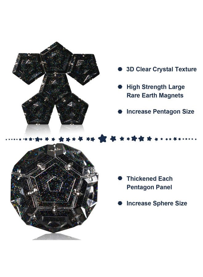 RoomyRoc Magnetic Fidget Sphere Magnets Balls - Crystal Black Holographic Glitter - Magnet Fidgets Toy - 12 Piece Set - Creativity Beyond Imagination, Inspirational, Recreational, Desk Toys for Adults - Image 4