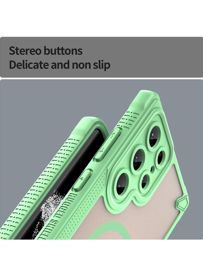 Cover For Samsung Galaxy S22 Ultra Armor Glaze MagSafe Magnetic Phone Case Raised edges around the screen and camera lens help prevent scratches - Green - Image 5