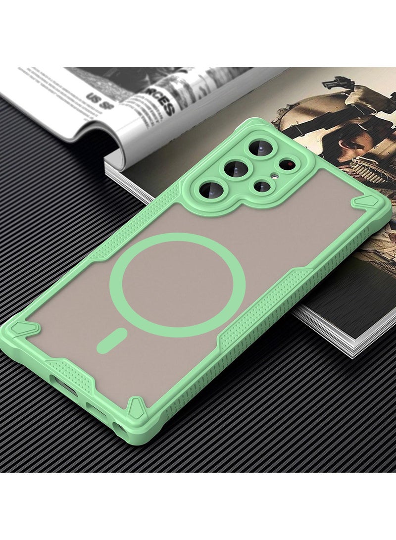 Cover For Samsung Galaxy S22 Ultra Armor Glaze MagSafe Magnetic Phone Case Raised edges around the screen and camera lens help prevent scratches - Green - Image 4